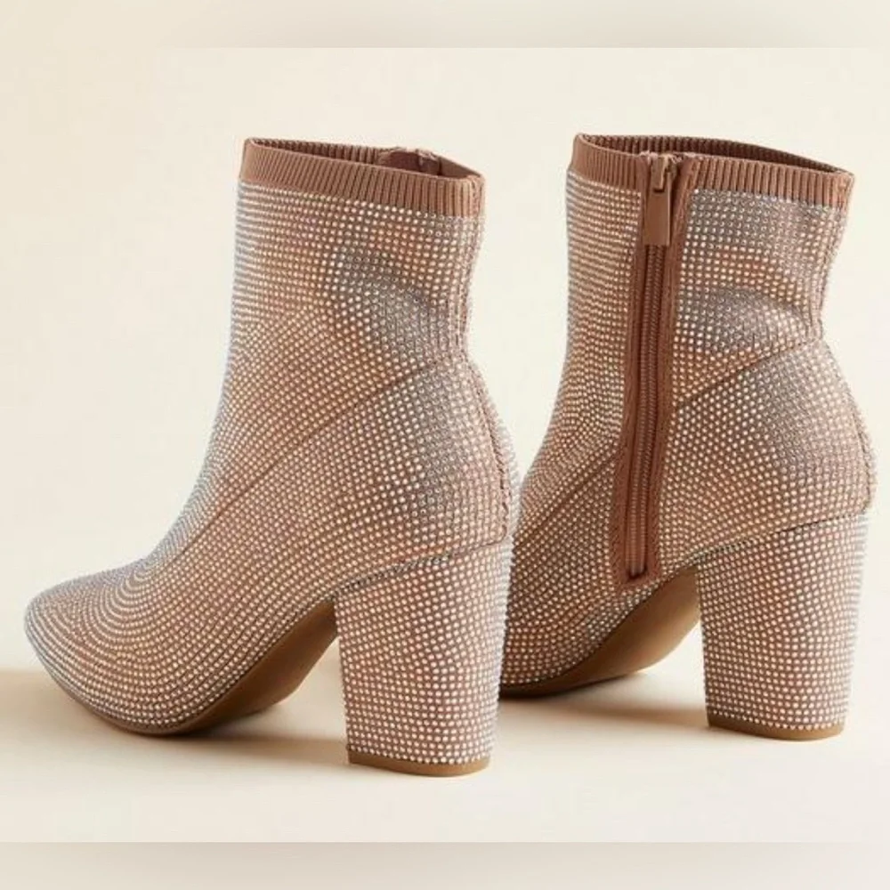 π Torrid - Tan Rhinestone Ankle Boots - Picture 4 of 8